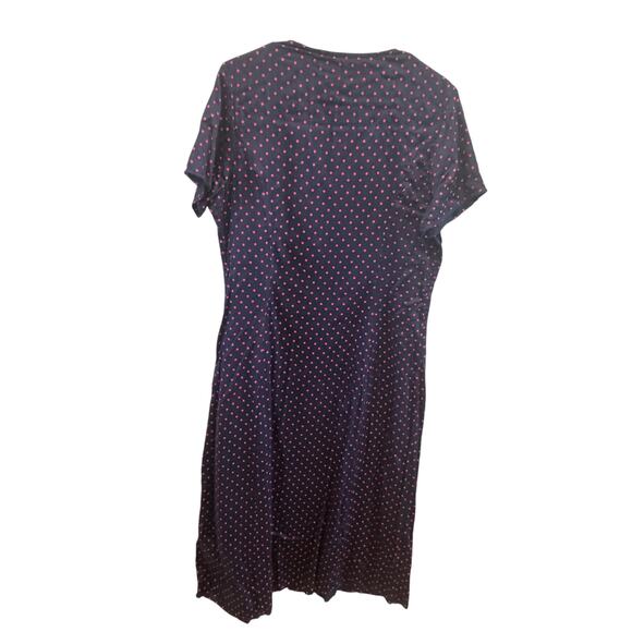 J. Peterman Womens Button Front Midi Dress Size 14 Navy Blue Polka Dot Classic - Picture 4 of 9